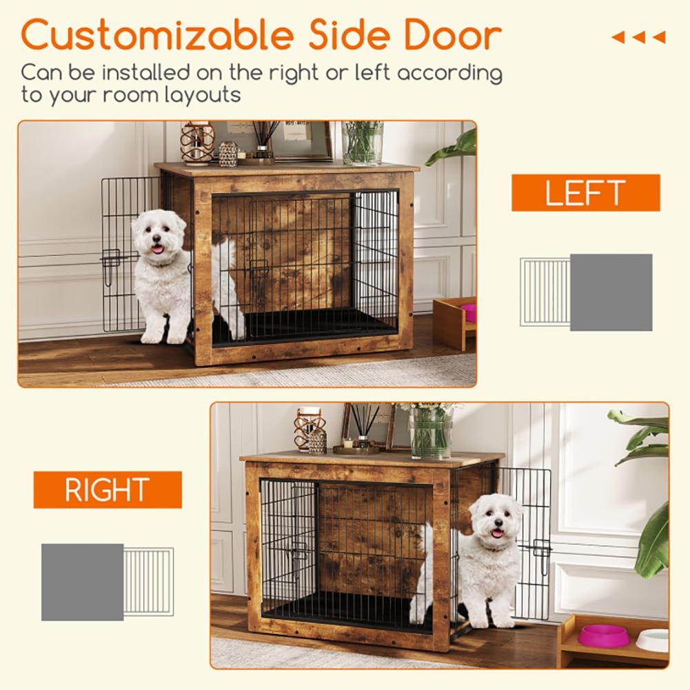 Yardi Yarda Dog Crate Furniture with Cushion and Double Doors for Small/Medium Dogs-33 Inches