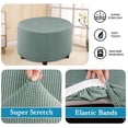 thumbnail image 3 of Round Ottoman Cover, Stretch Footstool Protector Covers Storage Stool Ottoman Slipcovers Jacquard Ottoman Cover with Elastic Bottom Washable Furniture Protector-Light green-X-Large, 3 of 7