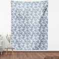 thumbnail image 4 of Ambesonne Blue Floral Fabric by the Yard Upholstery, Retro Apple Blossoming, 3 Yards, Coconut and White, 4 of 5
