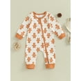 thumbnail image 2 of Liacowi Baby Girls Boys Clothes Infant Fall Christmas Jumpsuit Long Sleeve Crew Neck Gingerbread Man Print Romper 0-18M, 2 of 8