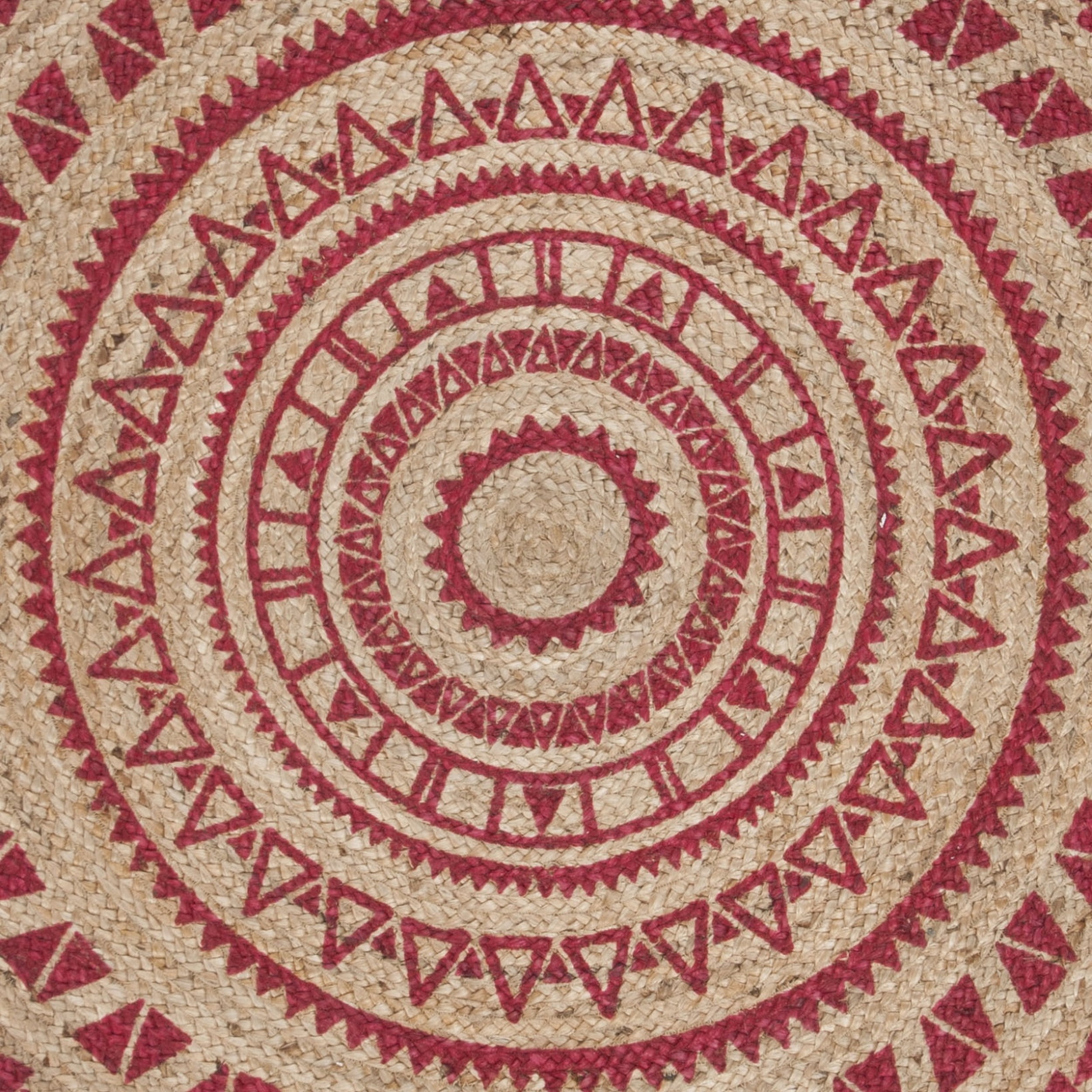 SAFAVIEH Natural Fiber Zoolander Geometric Jute Area Rug, Fuchsia/Natural, 8' x 8' Round