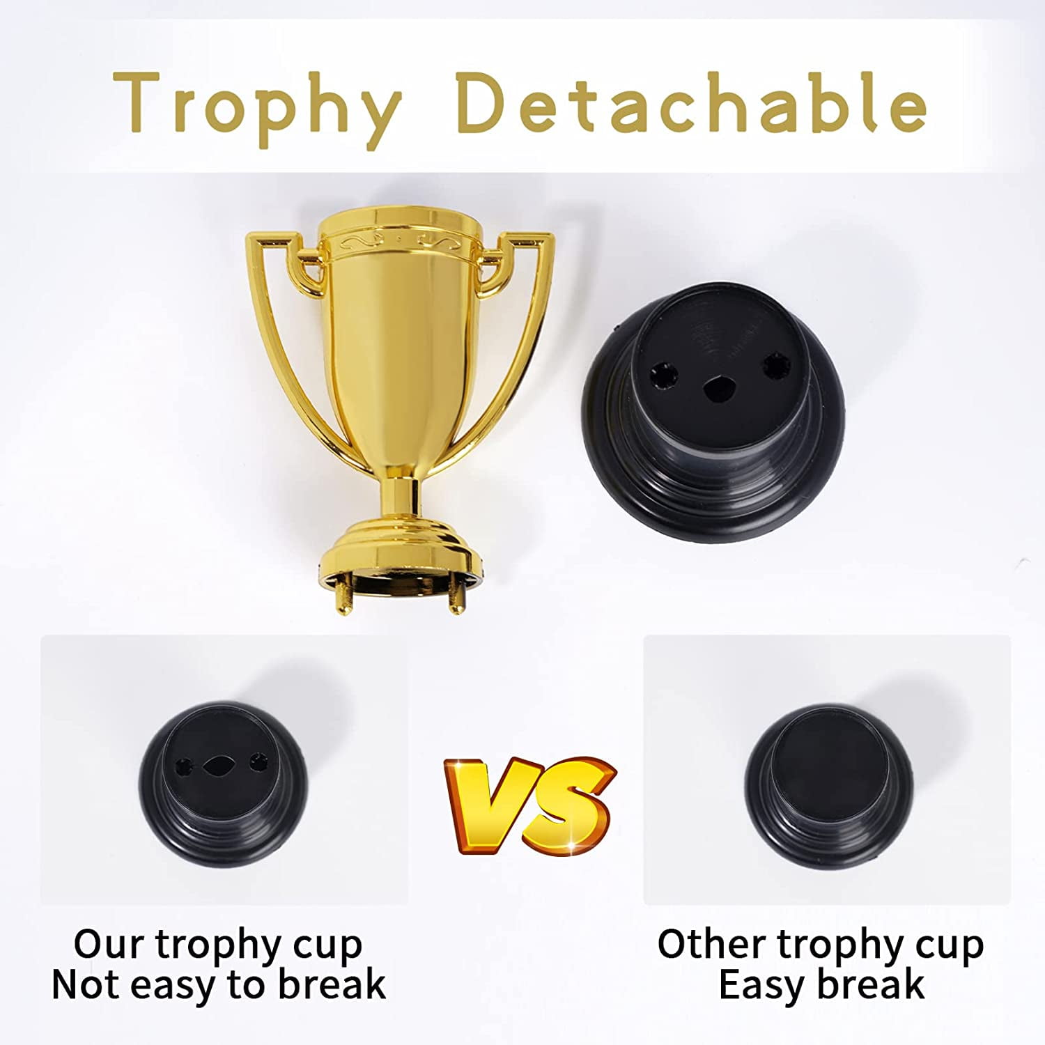 24 Pack Mini Gold Award Trophy Cup for Kids and Adults, 4 Inch Plastic Trophies for Sports, Party Favors, Tournaments, Competitions