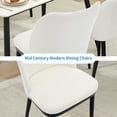 thumbnail image 6 of COZONY Dining Chairs Set of 6, Upholstered Fabric Side Chairs with Padded Seat and Wood Legs for Kitchen and Dining Room,White+Beige, 6 of 7