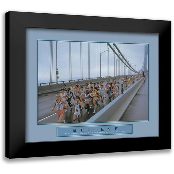 Unknown 14x12 Black Modern Framed Museum Art Print Titled - Believe - NYC Marathon