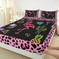 thumbnail image 3 of Homewish Cartoon Unicorn Flamingo Twin Sheet Sets,Chic Leopard Print Twin Fitted Sheet,Tropical Botanical Cacrus Flat Sheet For Girls Kids,Microfiber Bedroom Decor,3 Pieces, 3 of 7