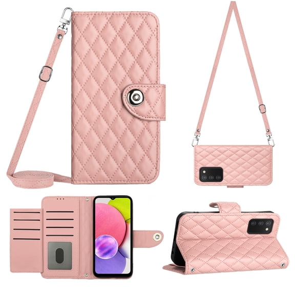 Charm Style for Samsung A03s Case RFID Blocking Wallet Card Holder Leather PU Flip Cover Folio Lanyard Crossbody Strap Women Girl Magnetic Clasp Kickstand for Samsung Galaxy A03s, Green