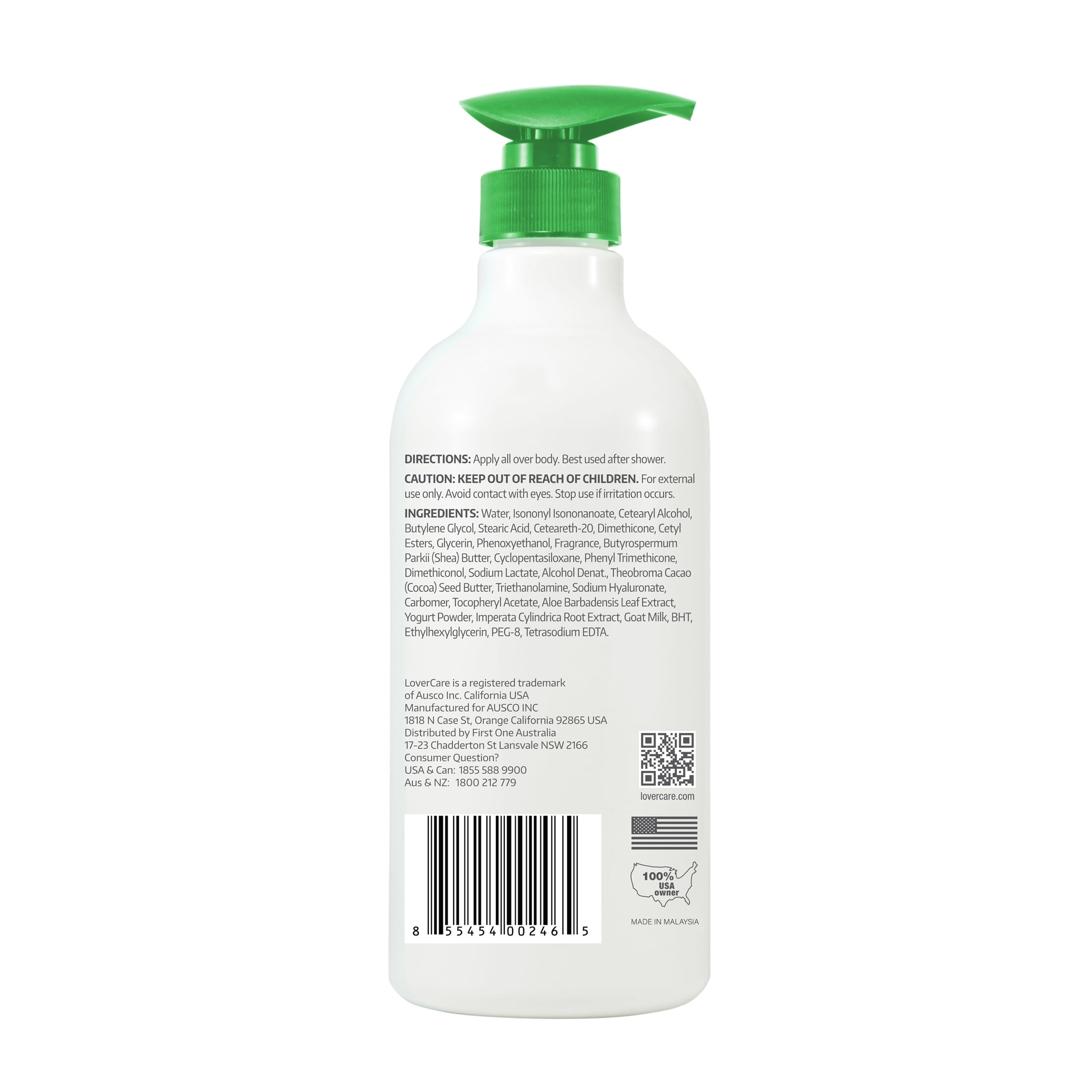 (2 pack) LoverCare goat's milk body lotion 3x moisturising Aloe Vera 27 fl oz 800 ml