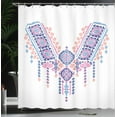 thumbnail image 4 of Ambesonne Tribal Shower Curtain, Geometric Design, 69"Wx84"L, Coral Pink and Blue, 4 of 5