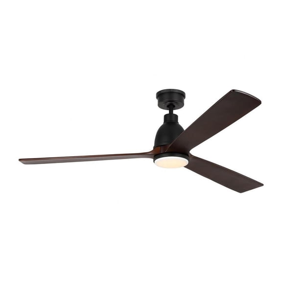 3 Blade Ceiling Fan with Light Kit in Casual Style-14.6 inches Tall and 60 inches Wide-Midnight Black Finish Bailey Street Home 96-Bel-4828521
