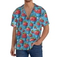 thumbnail image 7 of Lsque Cute Strawberry Flower Pot print Men's Cuban Collar Short Sleeve Shirt Summer Beachwear Casual Button Down Fashionable Vacation Leisure Shirt-Medium, 7 of 7