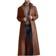 thumbnail image 2 of Juebong Mens Faux Leather Trench Coat Casual Full Length Steampunk Long Overcoat Vintage Open Front Cardigan Fall Jacket Khaki,XXXXL, 2 of 6