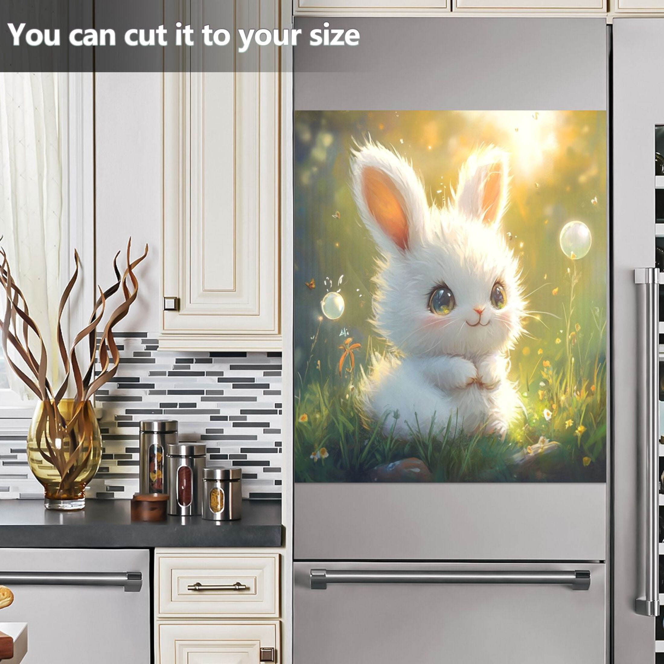 Dishwasher Magnetic Sticker 23x26 Inch Refrigerator Magnetic Sticker Washing Machine Magnetic Sticker Kitchen Panel Magnetic Sticker Home Decor Super Cute White Rabbit