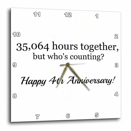3drose Happy 4th Anniversary – 35064 Hours Together 10×10 Wall Clock