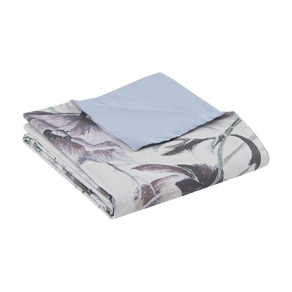 Pemberly Row 90" 3-Piece Cotton Printed Duvet Cover Set in Blue