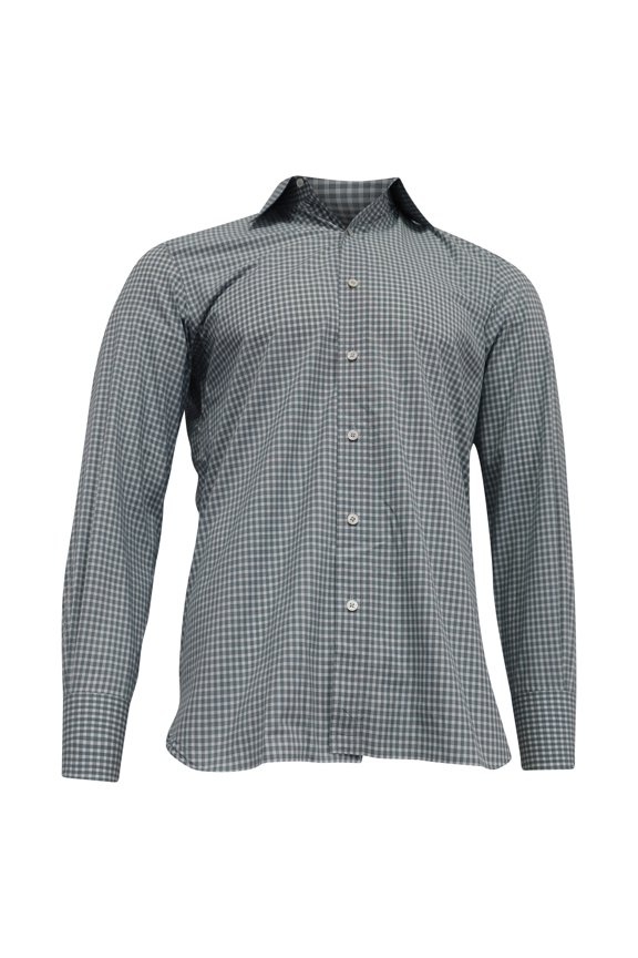 Pre-Owned Tom Ford Check-Print Shirt in Green Cotton