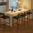 thumbnail image 1 of Dining Table Set for 2, Bar Table and Chairs for 2, Kitchen Table Set with 2 Upholstered Chairs, 3 Large Storage Shelves, Pub Table Set for Small Space, Apartment, Breakfast, Rustic Brown, 1 of 9