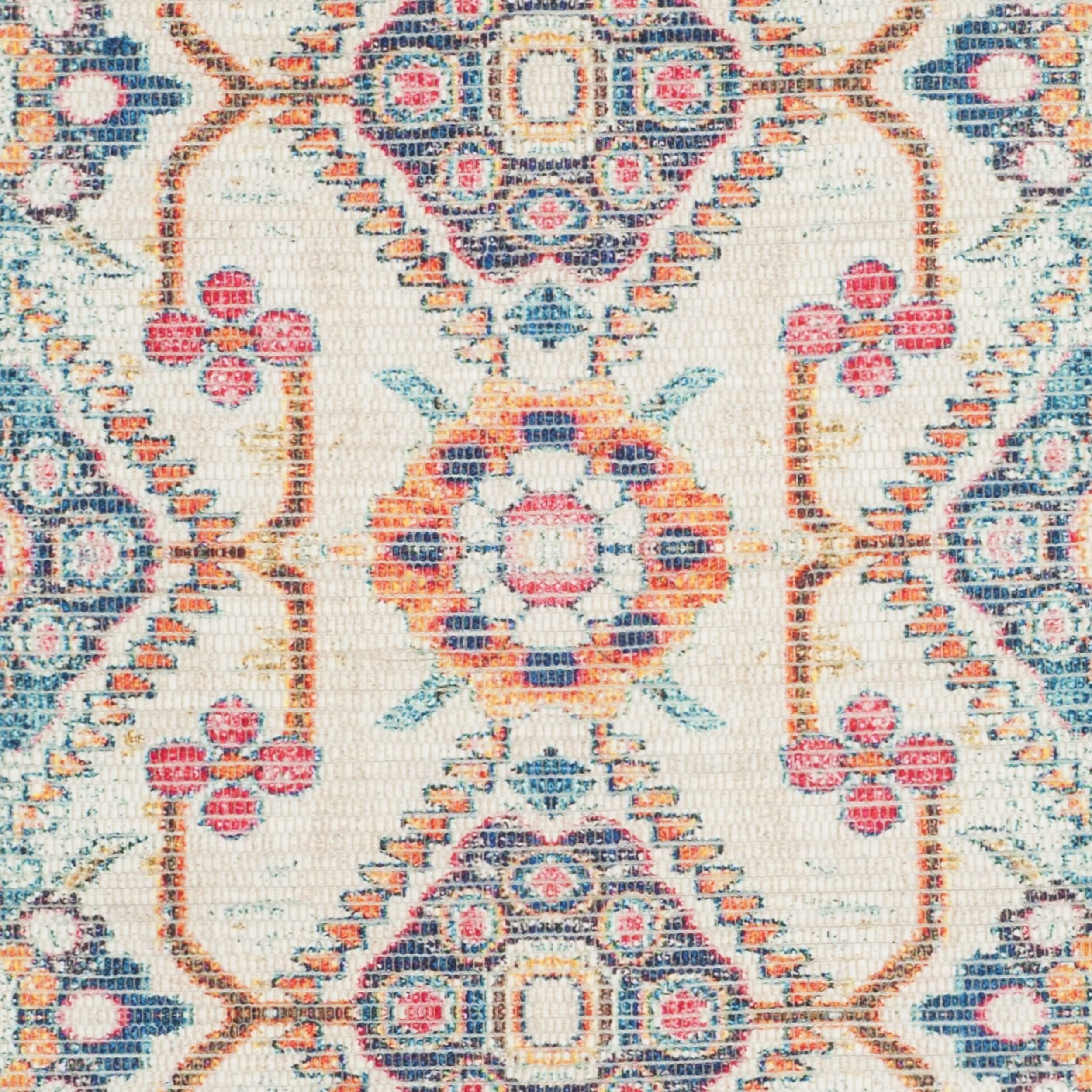 SAFAVIEH Saffron Everette Floral Cotton Area Rug, Cream/Blue, 4' x 6'