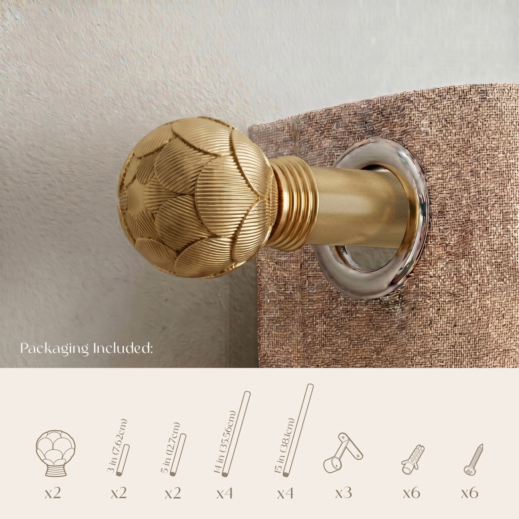 Dwell Studio, Cutomizable Curtain Rods, 3/4" Iron Material, 20 inch-120 inch Kit, Satin Brass