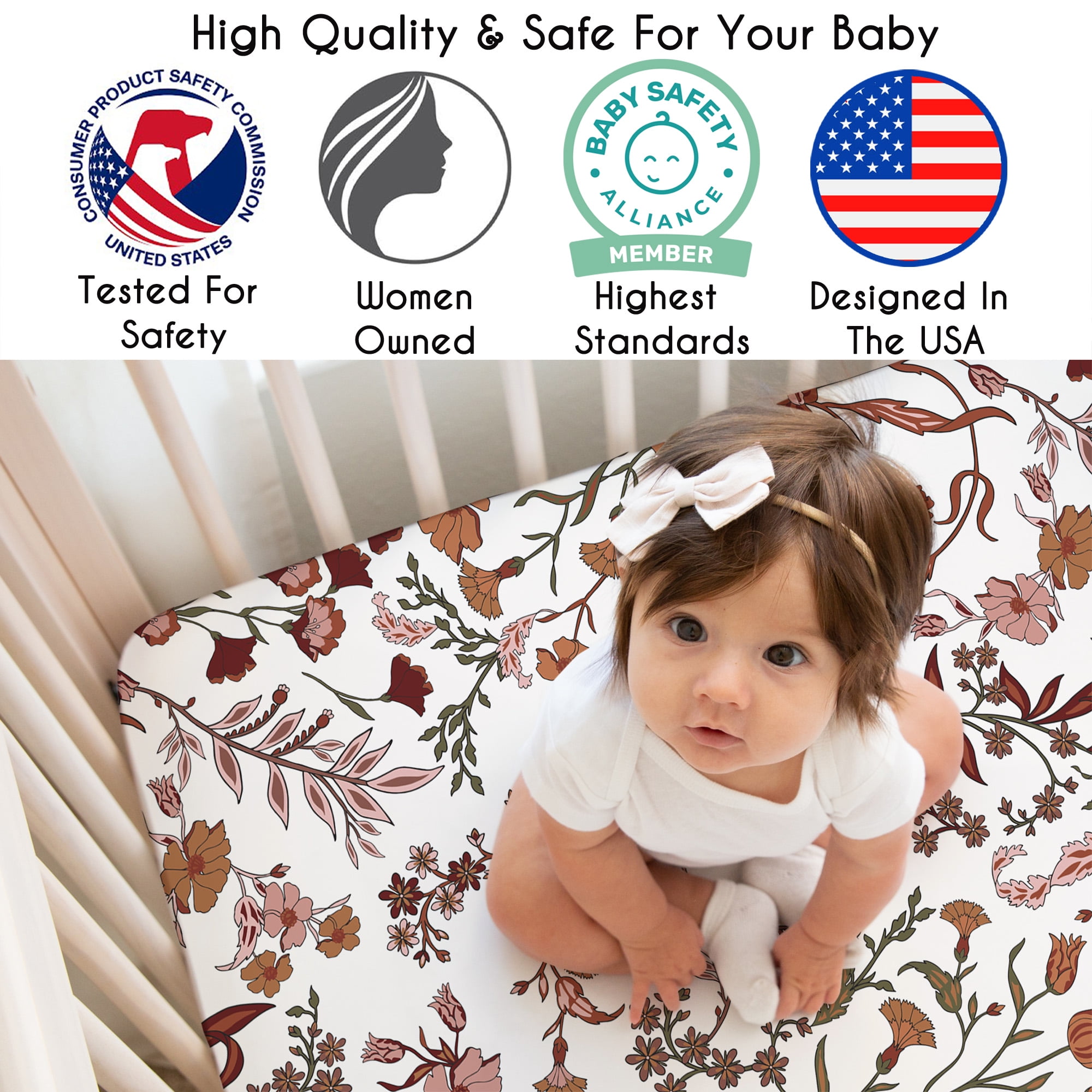 Sweet Jojo Designs Boho Floral Wildflower Girl Fitted Crib Sheets Set 2 Piece
