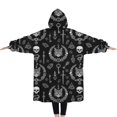 thumbnail image 2 of Oversized Wearable Blanket Hoodie,Black White Gothic Cat Skull Key Pattern Sherpa Blanket Hoodie with Super Pockets,Super Warm Fuzzy Pullover for Women & Men, 2 of 6