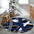 thumbnail image 3 of Round Rugs 3.3Ft, Navy Blue Black Geometric Round Area Rug Washable Indoor Throw Carpet, Modern Art Abstract Grey Line Soft Non Slip Circle Rug for Laundry Room Patio Home Decor Aesthetic, 3 of 8