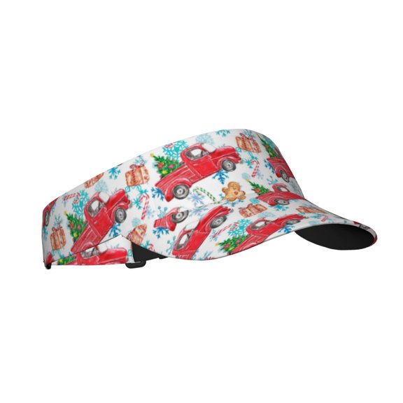 Balery Watercolor Red Truck And Fir Tree Sport Wear Athletic Visor Sun Sports Visor Hat Visor Adjustable Cap for Women and Men (One Size)