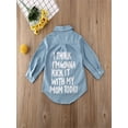thumbnail image 2 of Gureui Baby Girls Autumn Warm T-Shirt, Toddler Denim Letter Print Long Sleeve Blouse Top, 2 of 5