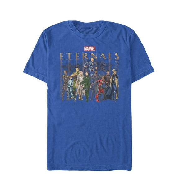 Men's Marvel Eternals Group Repeating Graphic Tee Royal Blue 2X Large
