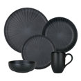 thumbnail image 2 of Oxford 20 Pcs Dinnerware Sets, Contempo, Onyx Stoneware, Service for 4, Black, 2 of 8