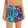 thumbnail image 4 of Lsque Geometry Dash Printed Women's Running Shorts with Liner Pockets,Elastic Quick Dry Workout Athletic Gym Yoga Shorts,Womens High Waist Shorts-X-Large, 4 of 9