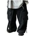thumbnail image 1 of Odeerbi 2-14 Años Niños Cargo Pantalones Deportes Pantalones de Pierna Ancha Color Sólido Casual Cremallera Pantalones de Trabajo Con Bolsillo, 1 of 9