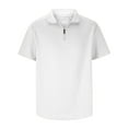 thumbnail image 5 of WREESH Men's Zip Henley Shirts Slim Short Sleeved Casual Sports Solid Color Tops White, 5 of 8