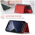 thumbnail image 4 of Compatible with iPhone 12 Pro / 12 Removable 2 in 1 Wallet Case,Retro Premium PU Leather Cell Phone Back Cover Magnetic Detachable with Trifold Wallet Credit Card Cash Holder Kickstand Case,Red, 4 of 9
