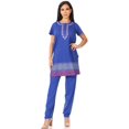 thumbnail image 5 of Sakkas Maria Women's Casual Tunic Kurta Knit Plain Embroidered Kurti Pant Set Soft - Royal Blue - XLP, 5 of 5