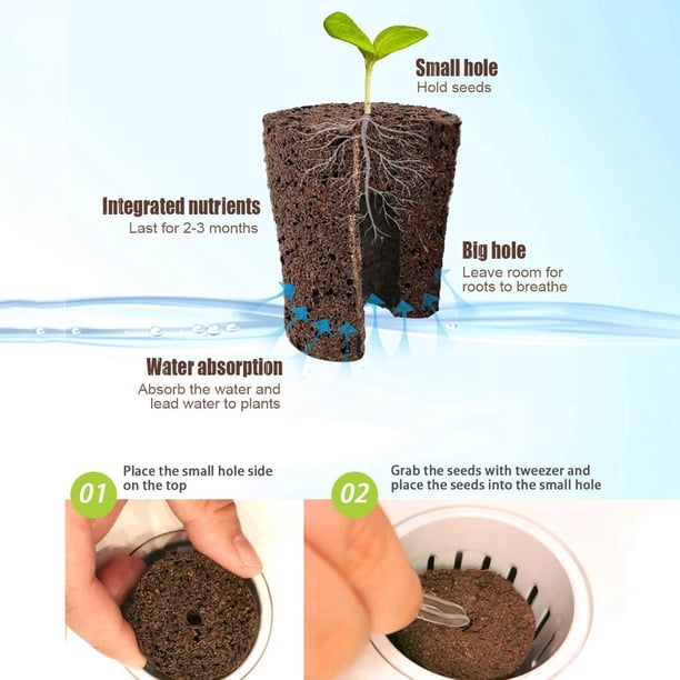 IDOO Éponges De Croissance De Remplacement 60 Pcs - Éponges Tourbe Pour Jardin Hydroponique Intérieur