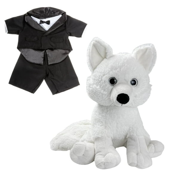 Plush Gear Araya the Arctic Fox Plush 16" Soft Stuffed Animal with Tuxedo Outfit Cuddly Toy Gift for Kids Collectible