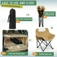 thumbnail image 5 of 2 Pack Compact Camping Chairs Portable Folding for Outside with Carry Bag Lightweight Moon Chairs for Travel Picnic Hiking Beach Fishing, 600D Oxford, Supports 330lbs(Khaki, Black), 5 of 14