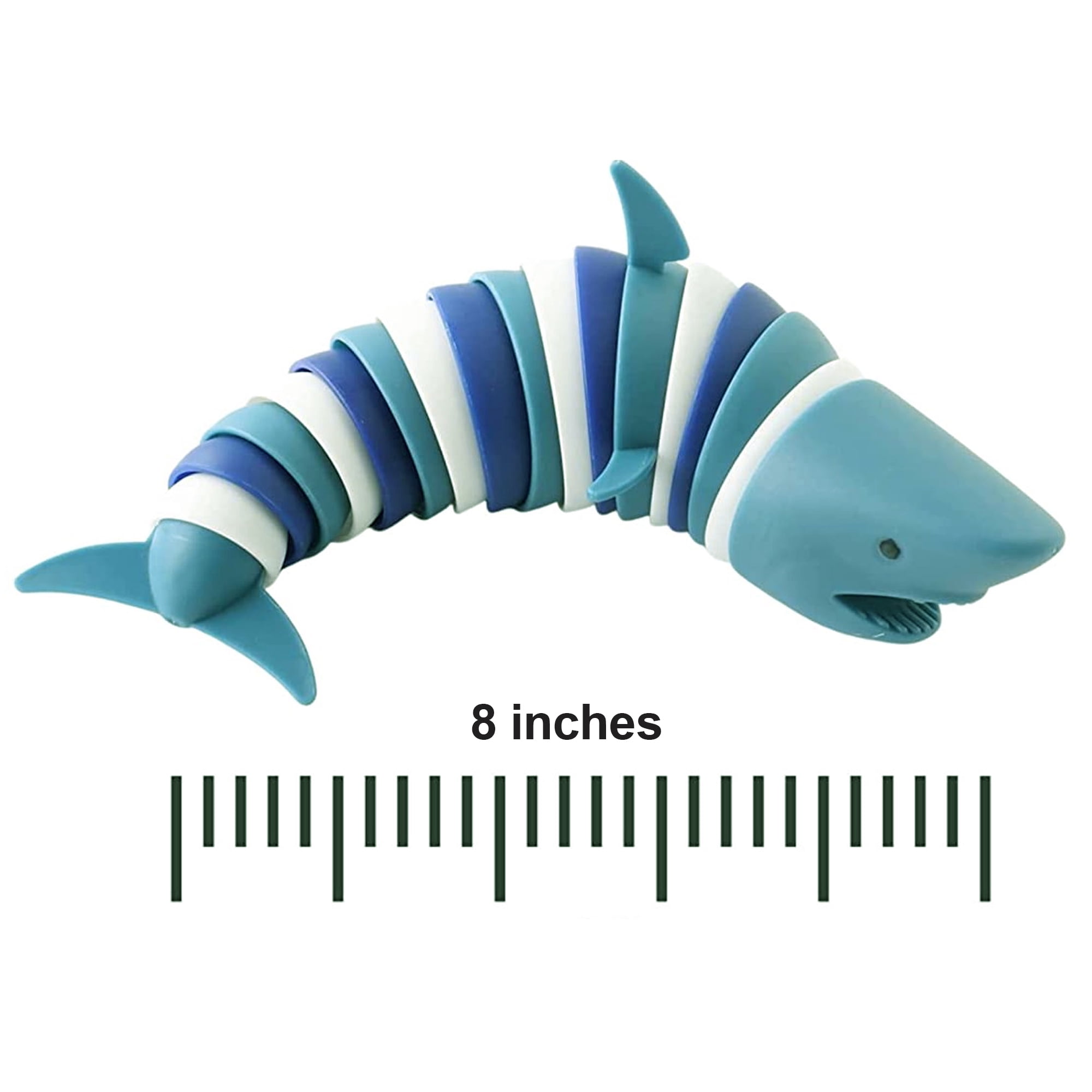 (5 pack) Gwen Studios Fidget Shaker Slug Toy for Kids, 7.6" x 3.3" Blue Shark