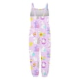 thumbnail image 5 of Easter Girls Floral Print Romper Jumpsuit Ankle Length Playwear Overalls for Toddler Kids Purple 1 Years-2 Years, 5 of 5