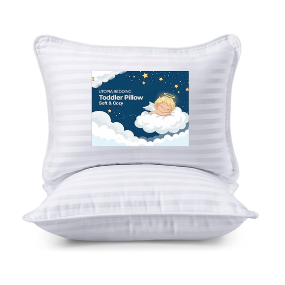 Utopia Bedding Toddler Pillow (White, 2 Pack), 13x18 Pillows for Sleeping, Soft and Breathable Cotton Blend Shell, Small Kids Pillow Perfect for Toddler Bed and Travel (Intended for Age 2 and up)
