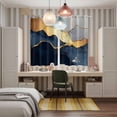 thumbnail image 5 of Navy Blue Geometric Kitchen Curtains 84 Inch Length, Modern Abstract Luxury Golden Grommet Top Bedroom Living Room Curtains, Light Filtering Cafe Curtain Drapes 2 Panels Set 104''x84'', 5 of 9