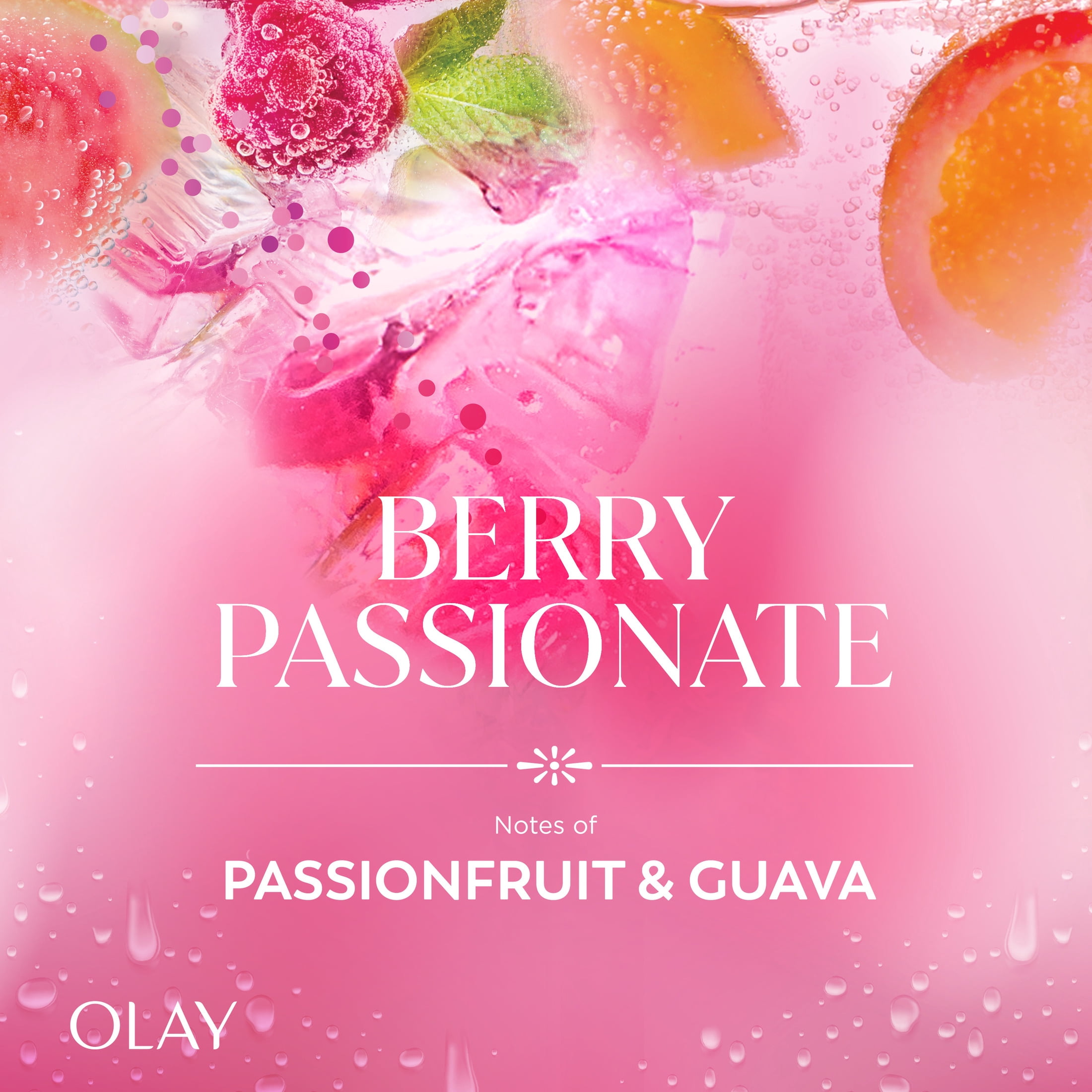 (4 pack) Olay Berry Passionate Body Wash with Notes of Passionfruit and Guava, Vitamin B3 and Antioxidant Blend, 22oz