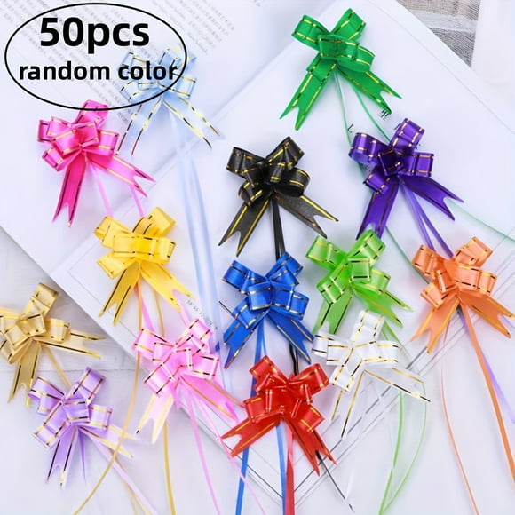 KEINXS 50 Pcs Nœuds en Plastique pour Emballage de Cadeaux - Ensemble de Nœuds en Ruban de Couleurs Assorties Convenant à l'Anniversaire Pâques Fête des Mères Fête des Pères Action de Grâce Noël Remise des Diplômes Fête - No F