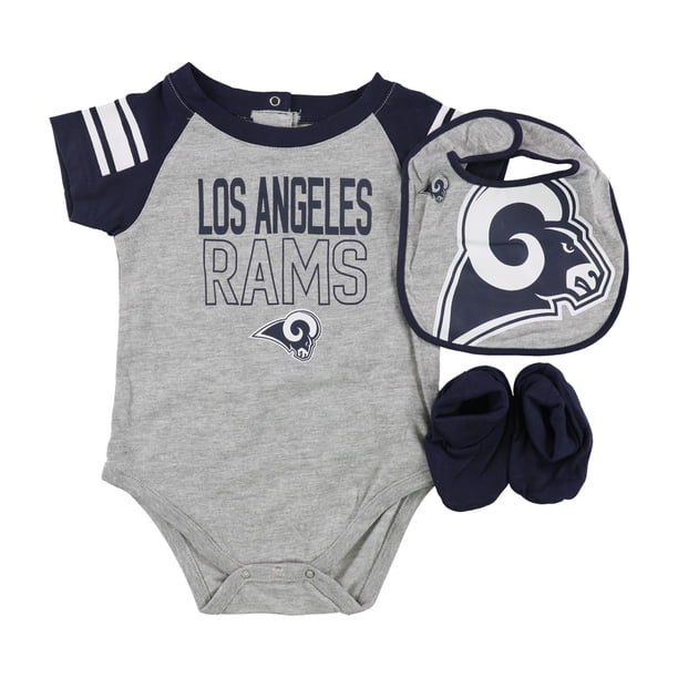 NFL Team Apparel - Body de 3 piezas con pechera y botines para niños, gris, 24 meses