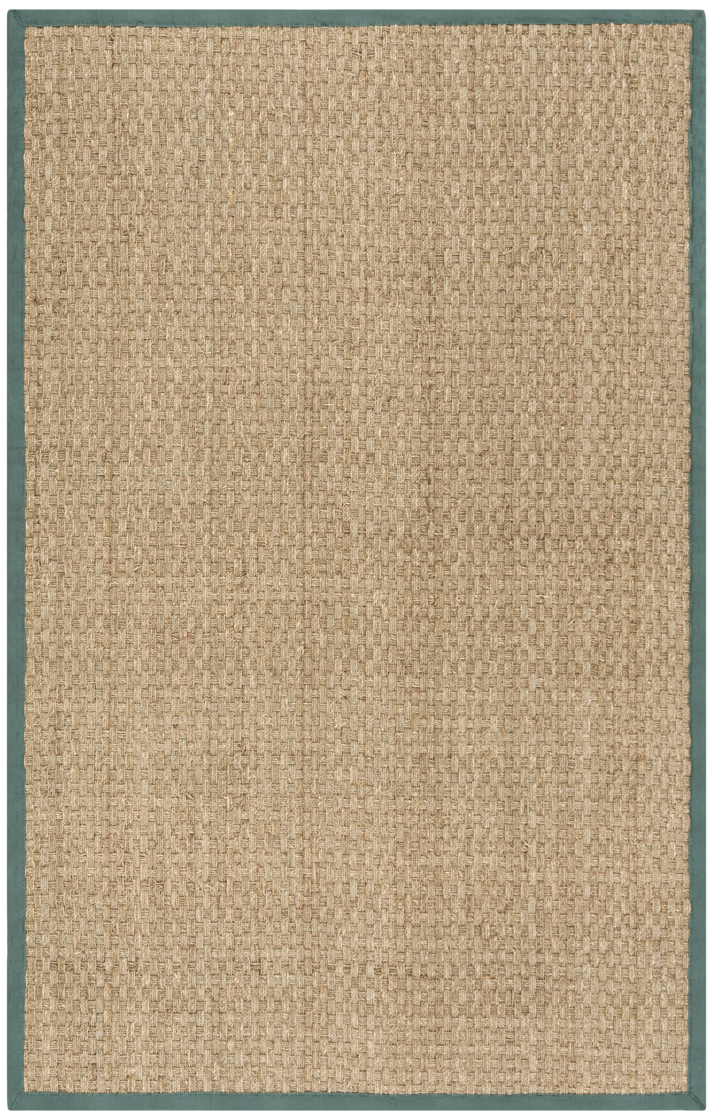 SAFAVIEH Natural Fiber Arbor Bordered Area Rug, Natural/Dusty Teal Blue, 6' x 9' - Coastal Design, Natural & Dusty Teal Blue, Seagrass, Ideal for Entryway, Kitchen, Living Room, Office
