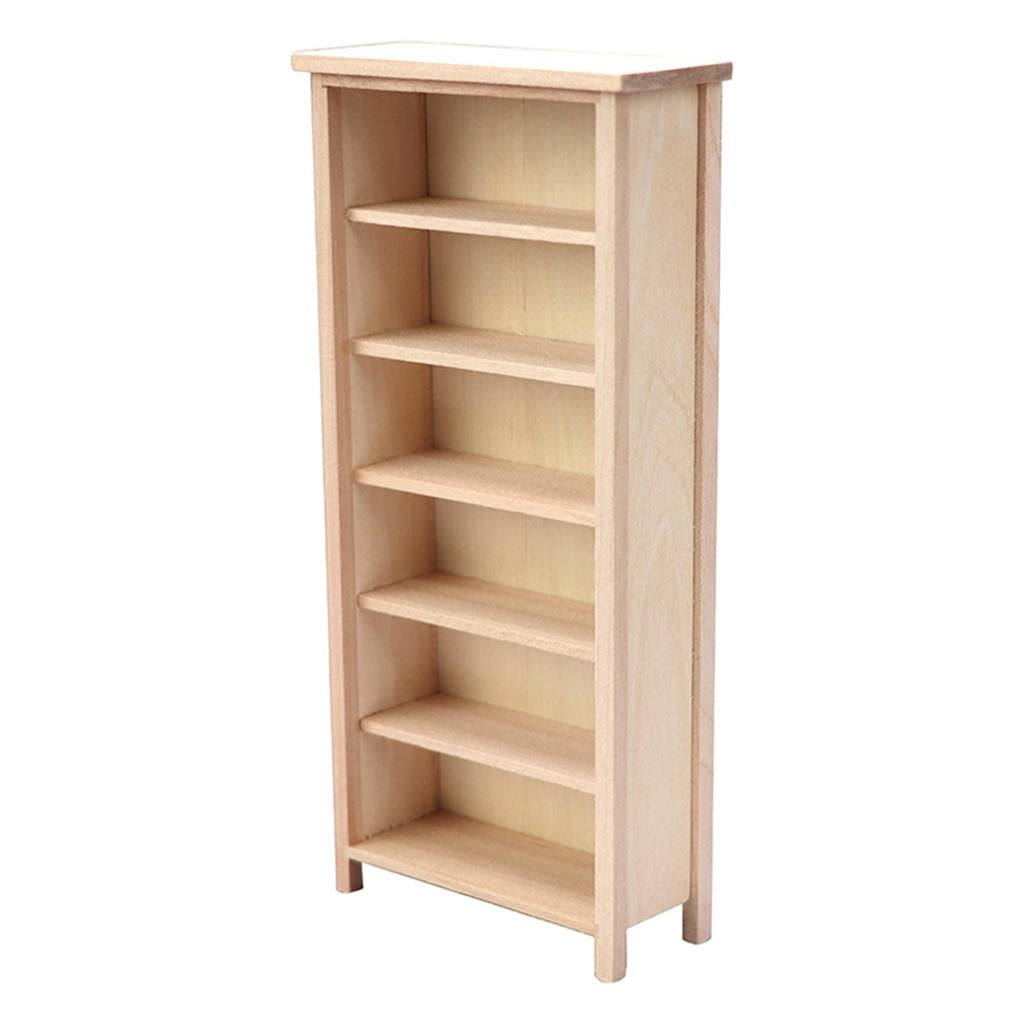 Wooden Cabinet Bookshelf Organizer for 1/12 Dolls House Furniture Accessory 