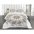 thumbnail image 3 of Ambesonne Astrology Quilted Bedspread Set 3 Pcs, Circle of Zodiac Sign, Queen Size, Pale Grey and White, 3 of 5