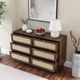 thumbnail image 3 of Bellemave 6 Drawer Rattan Dresser, Modern Wood Chest with 6 Drawers, Storage Cabinet Sideboard TV Cabinet for Bedroom, Living Room, Entryway, Hallway（Natural Walnut）, 3 of 11