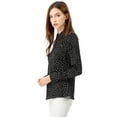 thumbnail image 5 of MODA NOVA Junior's Long Sleeve Button Down Polka Dots Shirt Black XL, 5 of 6