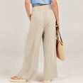 thumbnail image 5 of Jxximdong Pants for Women Women Summer High Waisted Cotton Linen Palazzo Pants Wide Leg Long Pant Trousers With Pocket Beige L Trousers, 5 of 5